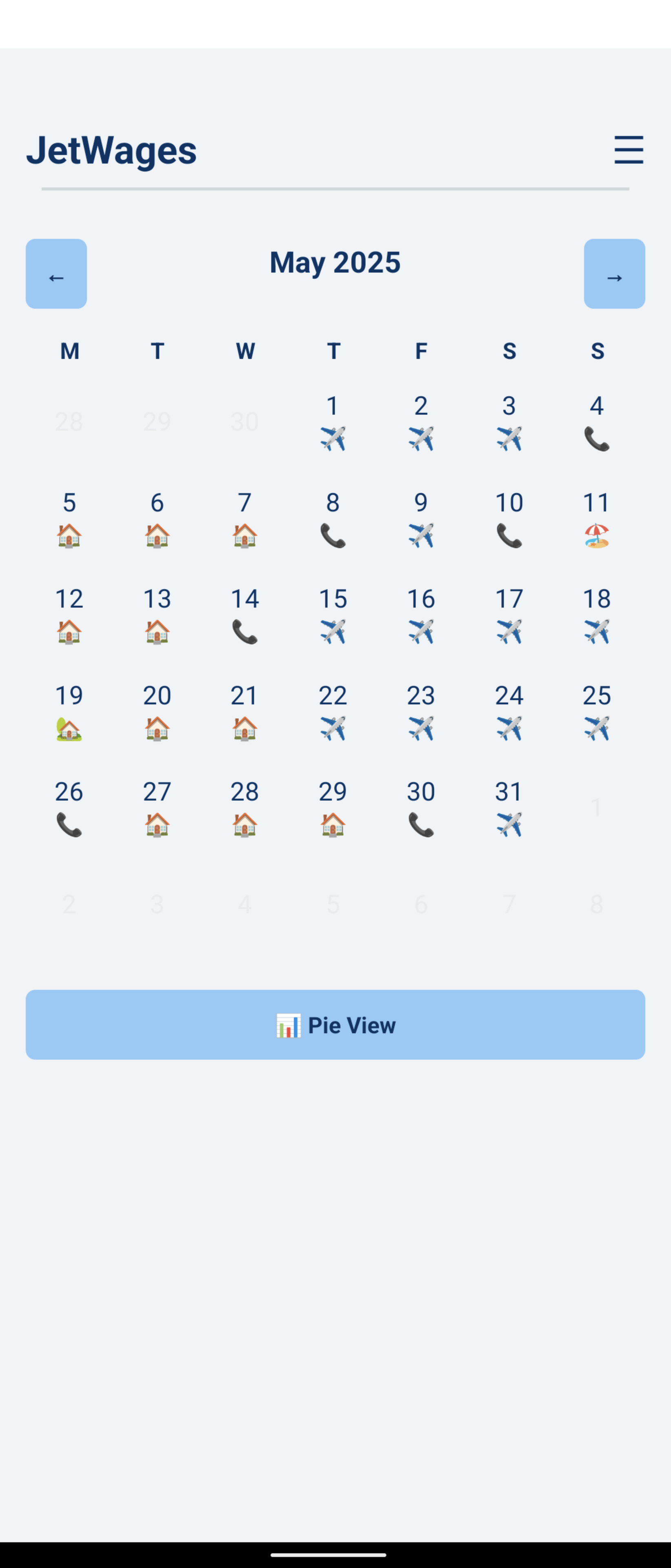 Calendar overview